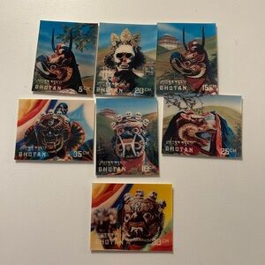 1976 3D-Colorful Bhutanese Mask Stamps Set
